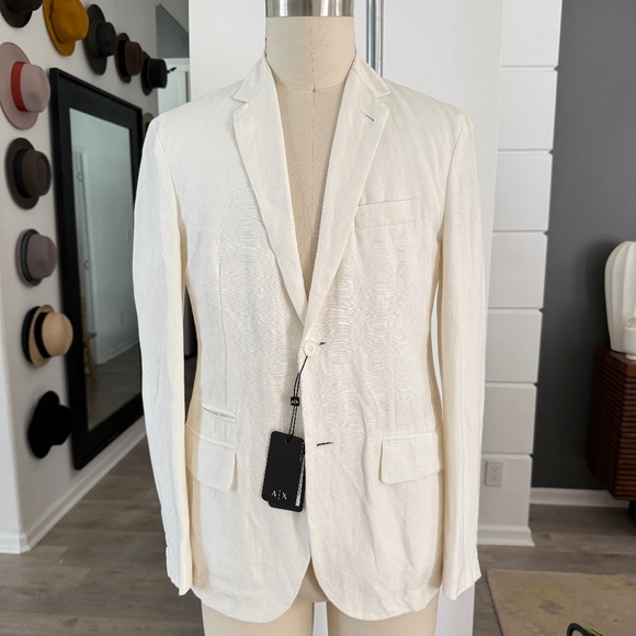 $220 A|X Armani Exchange Men's Sport Coat Jacket Blazer Linen-White - 36 - Picture 1 of 8